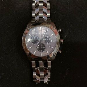 Burberry watch- two tone with grey plaid face- barely worn needs new battery